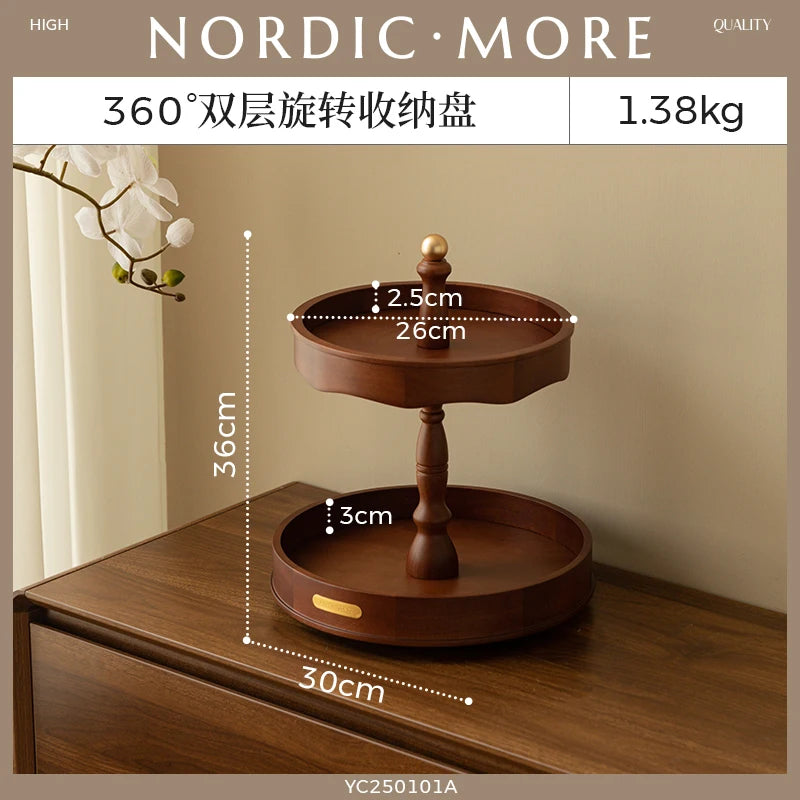 handmade Rotating Makeup Organizer Premium Wooden Cosmetic Storage Box 360° Spinning Jewelry Display Case Skincare & Perfume Organizer