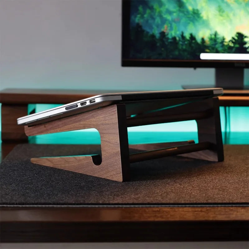 HANDMADE Laptop Stand Custom Walnut Wood Height Increasing Storage Bracket Magic Keyboard Holder Base Stand Laptop Accessories for Gifts