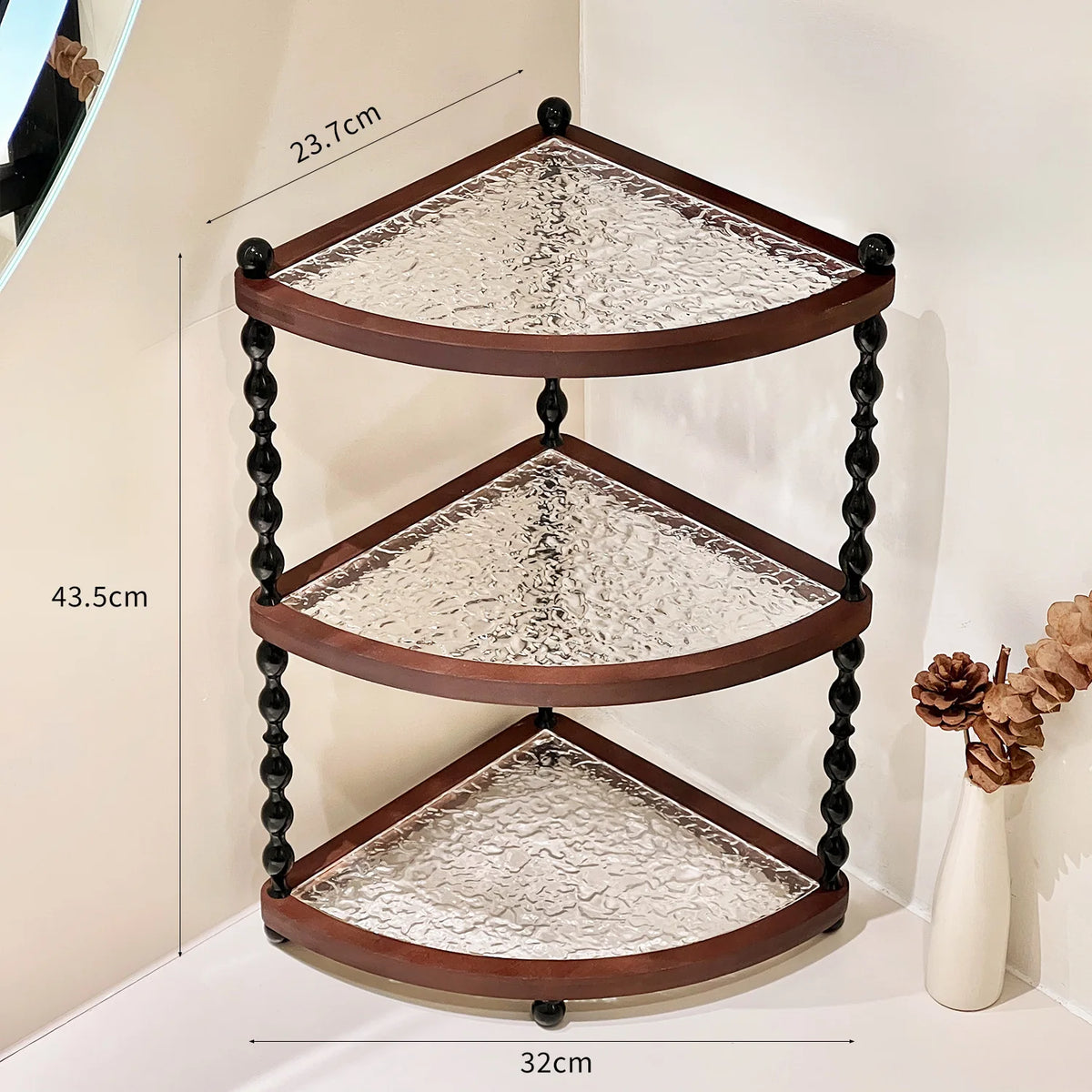 Stylish Wooden Desktop Organizer Shelf – Three-Layer Home Decor Storage Stand for Bedroom, Foyer & Bathroom