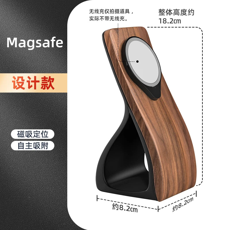 WOODEN HANDMADE Msgsafe HOLDER  Mobile Phone Stand Custom Design Wooden Magnetic Charger Bracket Desktop Creative Lazy Wireless Charging Phone Holder