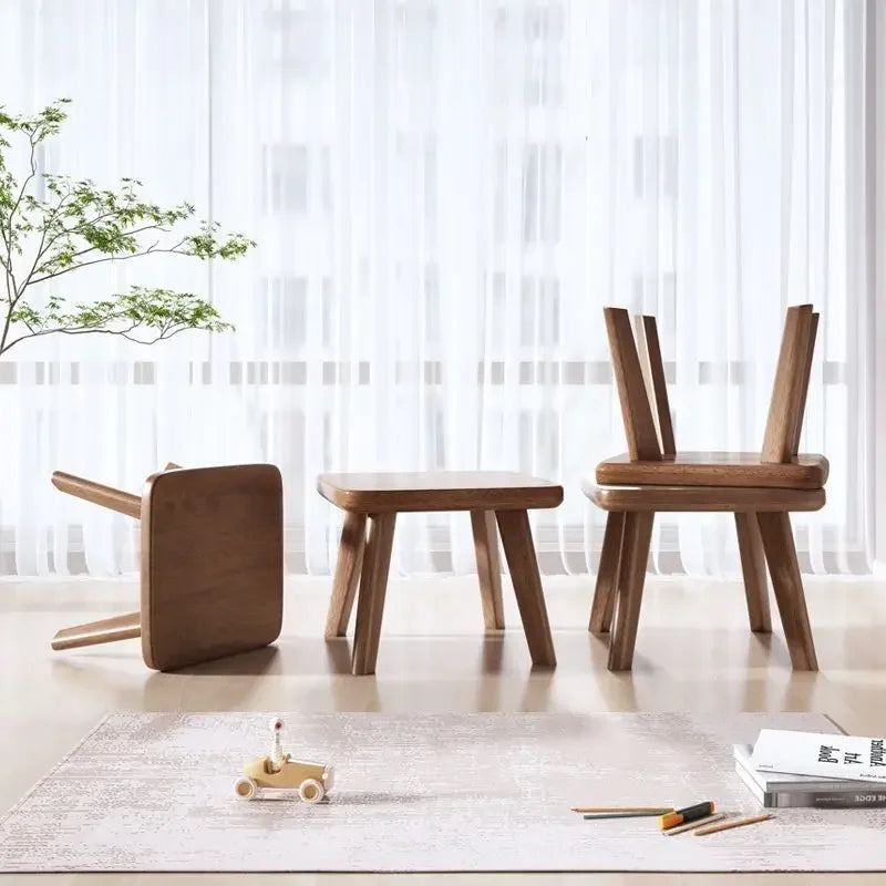 HANDMADE Stool bench solid wood simple home children's home shoes door living room can sit low stool creative square stool four feet