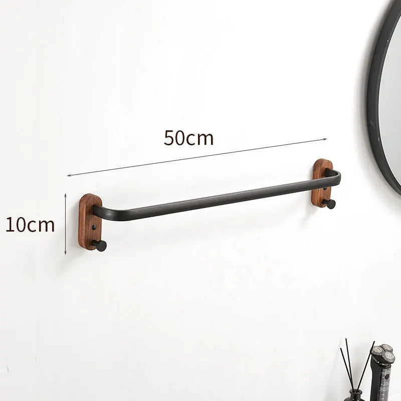 HANDMADE 40cm-60cm Wood Bathroom Towel Rack Black/White Aluminum Towel Holder Wall Hanging Multi Pole Triple Towel Bar With Hook