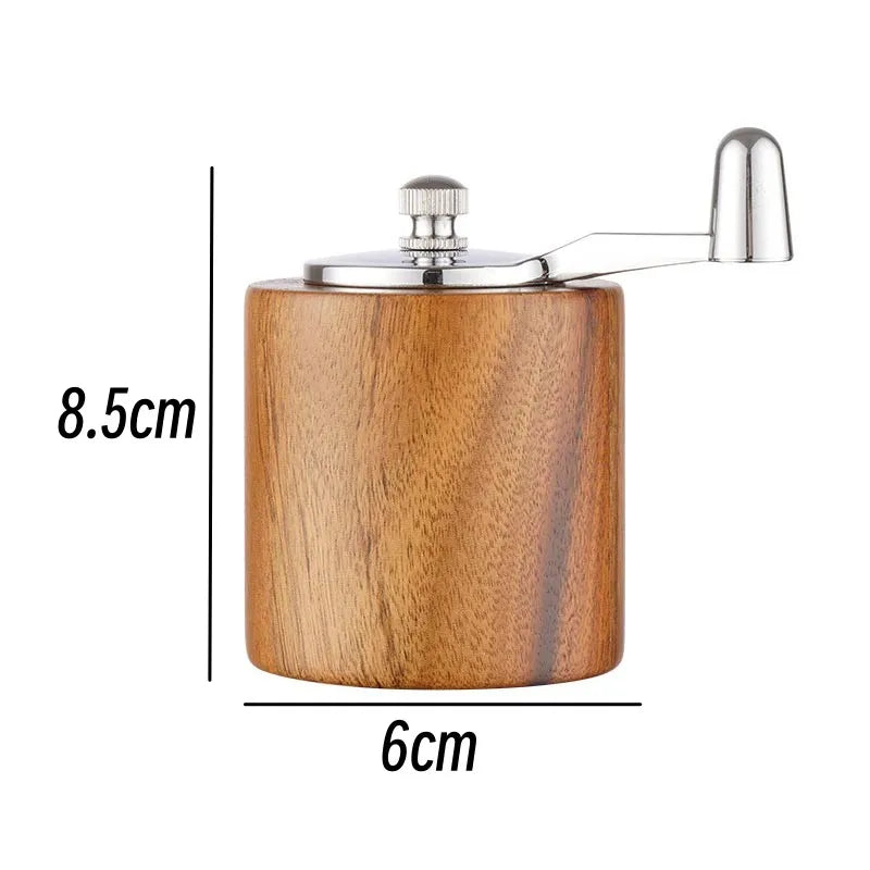 HANDMADE ACACIA WOOD Hand-crank Pepper Grinder,Ceramic Core,Vase/Wine Jar/Sphere Style Spice Pepper Mill,Multi-purpose Salt Shakers,Wooden,BBQ Mill
