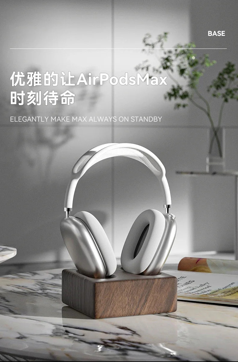 HANDMADE MARGNET  WOOD for  1/2Headphone Base Walnut Wood Bracket Magnetic Wireless Charging Sleep Compartment Marble Headset Stand Accessory