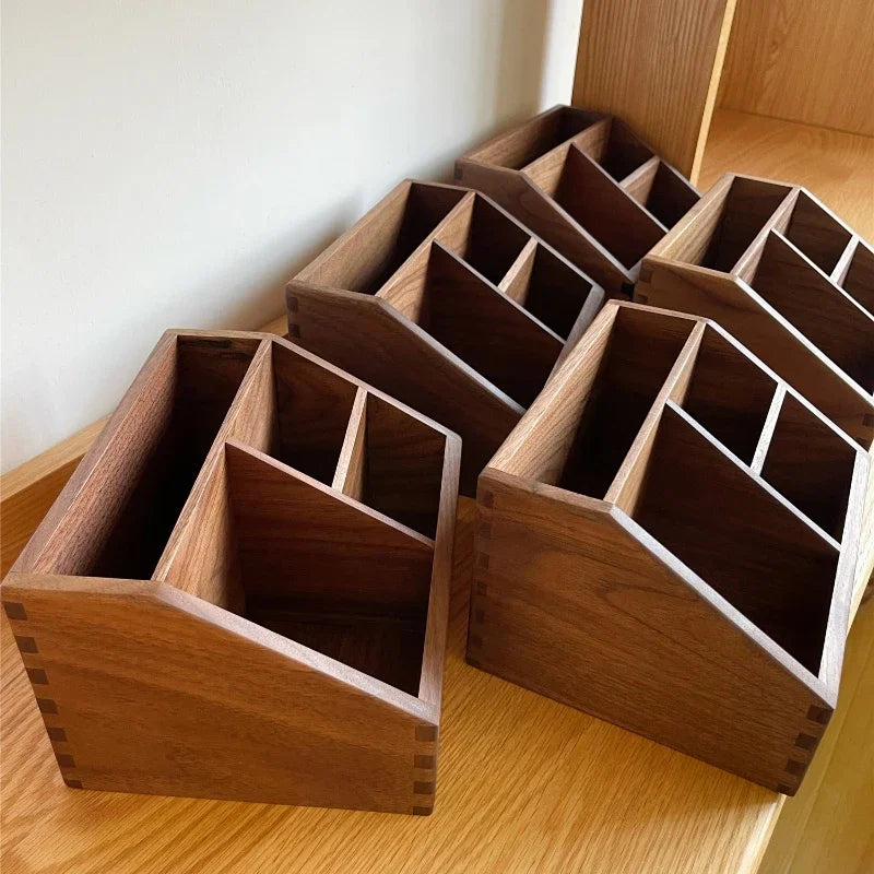 HANDMADE Multifunctional Office Storage Box High-End Solid Wood Desktop Organizer Cosmetic and Desk Accessories Box for Home