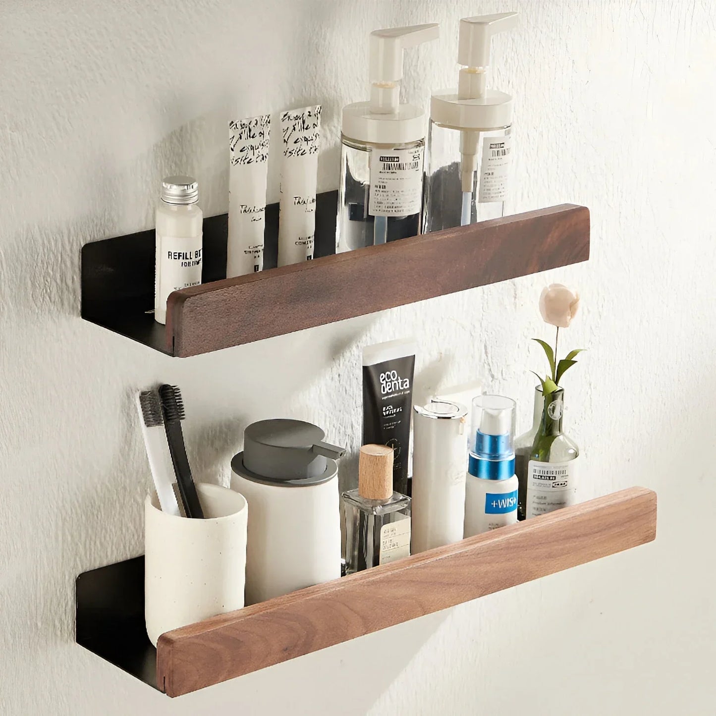 HANDMADE Black Walnut Wood Bathroom Storage Shelf Wall Mounted Toilet Non Perforated Bathroom Storage Rack  Bathroom organizer