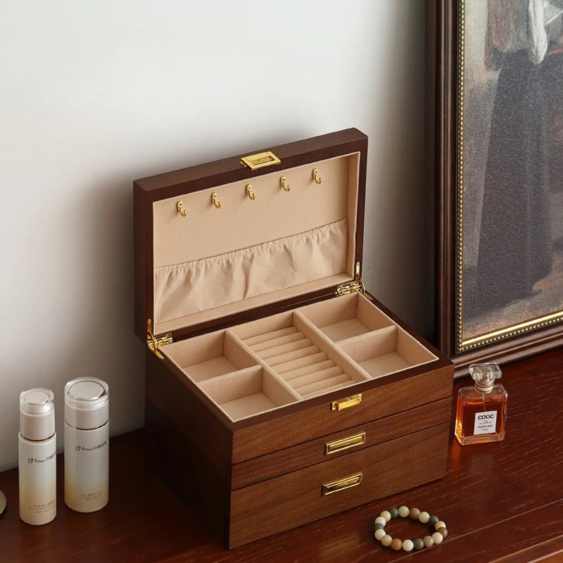 HANDMADE Wooden Jewelry Box Large Luxury Storage Boxes Earring Ring Bracelet Necklace Display Case Woman Jewellery BOX STORAGE Organizer