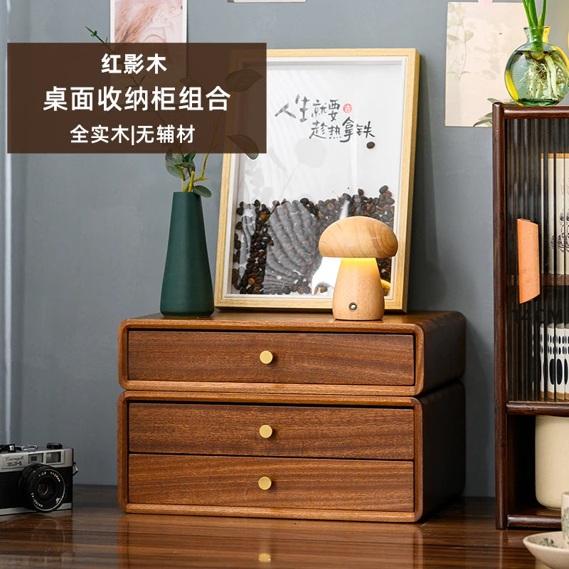 HANDMADE Solid Wood Multi-layer Desktop Organizer Drawers Tea Cup Holder for Office Coffee Machine Storage Shelf Kitchen Desk Organizer