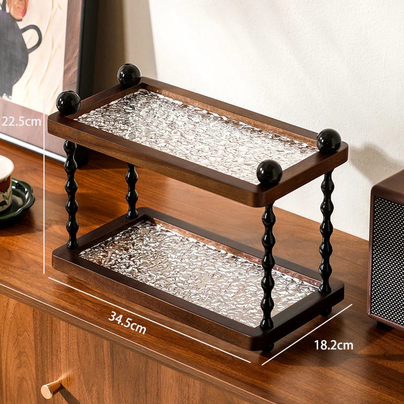 Premium Solid Wood 2-Tier Home Storage Shelf – Modern Double-Layer Display Rack & Countertop Organizer