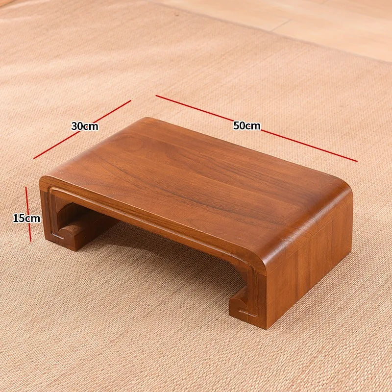 Hndmade Solid Wood Monitor Riser Office Desktop Computer Stand Screen Height Shelf with Storage Tatami Low Table Organizer for Home