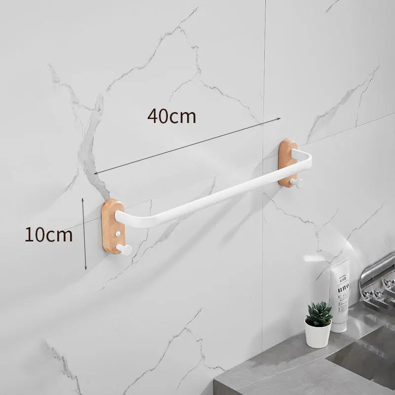 HANDMADE 40cm-60cm Wood Bathroom Towel Rack Black/White Aluminum Towel Holder Wall Hanging Multi Pole Triple Towel Bar With Hook