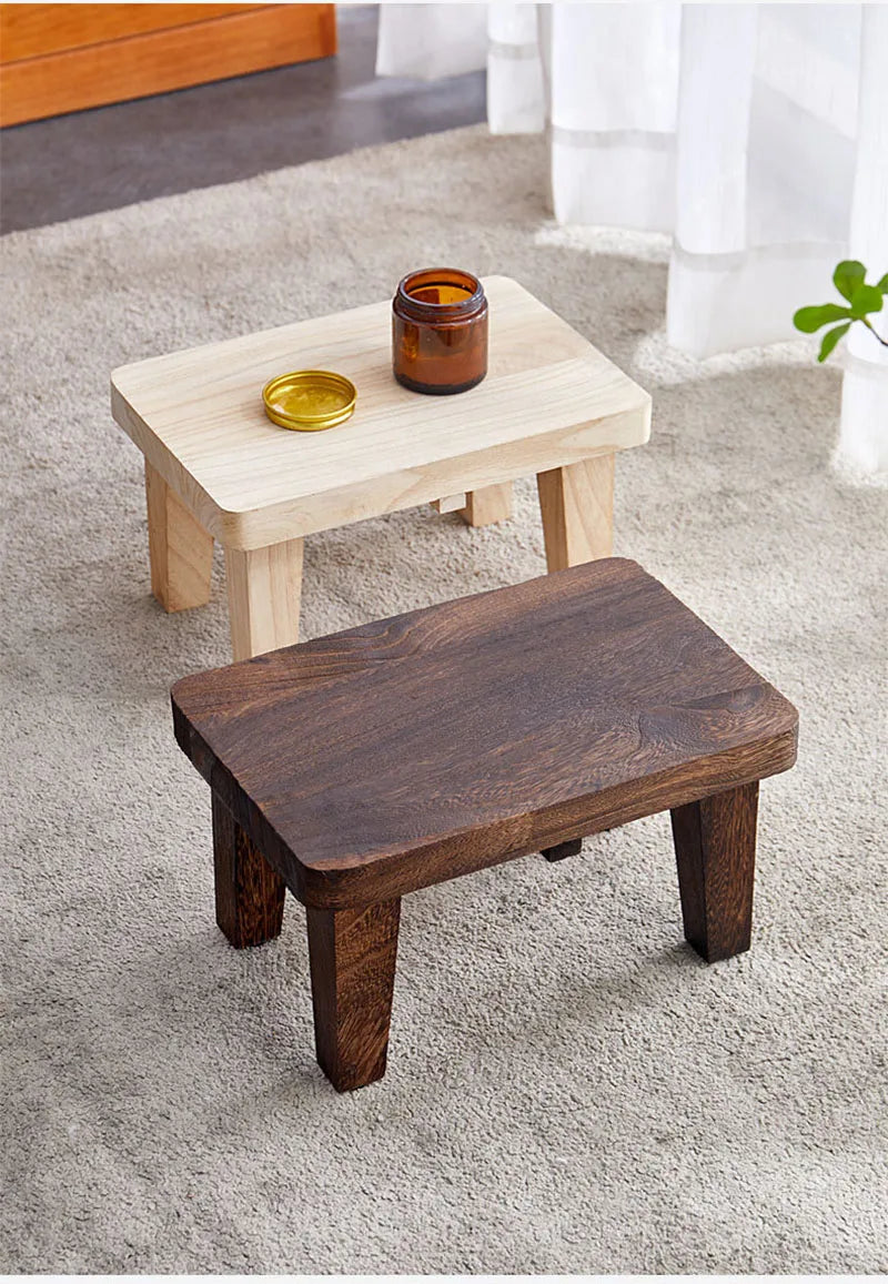 HANDMADE Household Living Room Stool Japanese Style Small Stools Adult Shoe Changing Stool Modern Minimalism Wooden Ottoman 가구