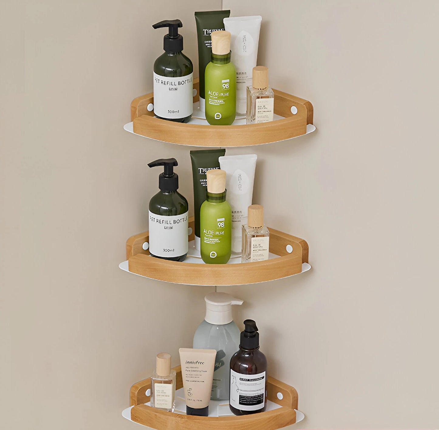 HANDMADE Bathroom storage rack wall mounted, bathroom toilet bathroom storage solid wood non perforated triangular frame wall corner rack
