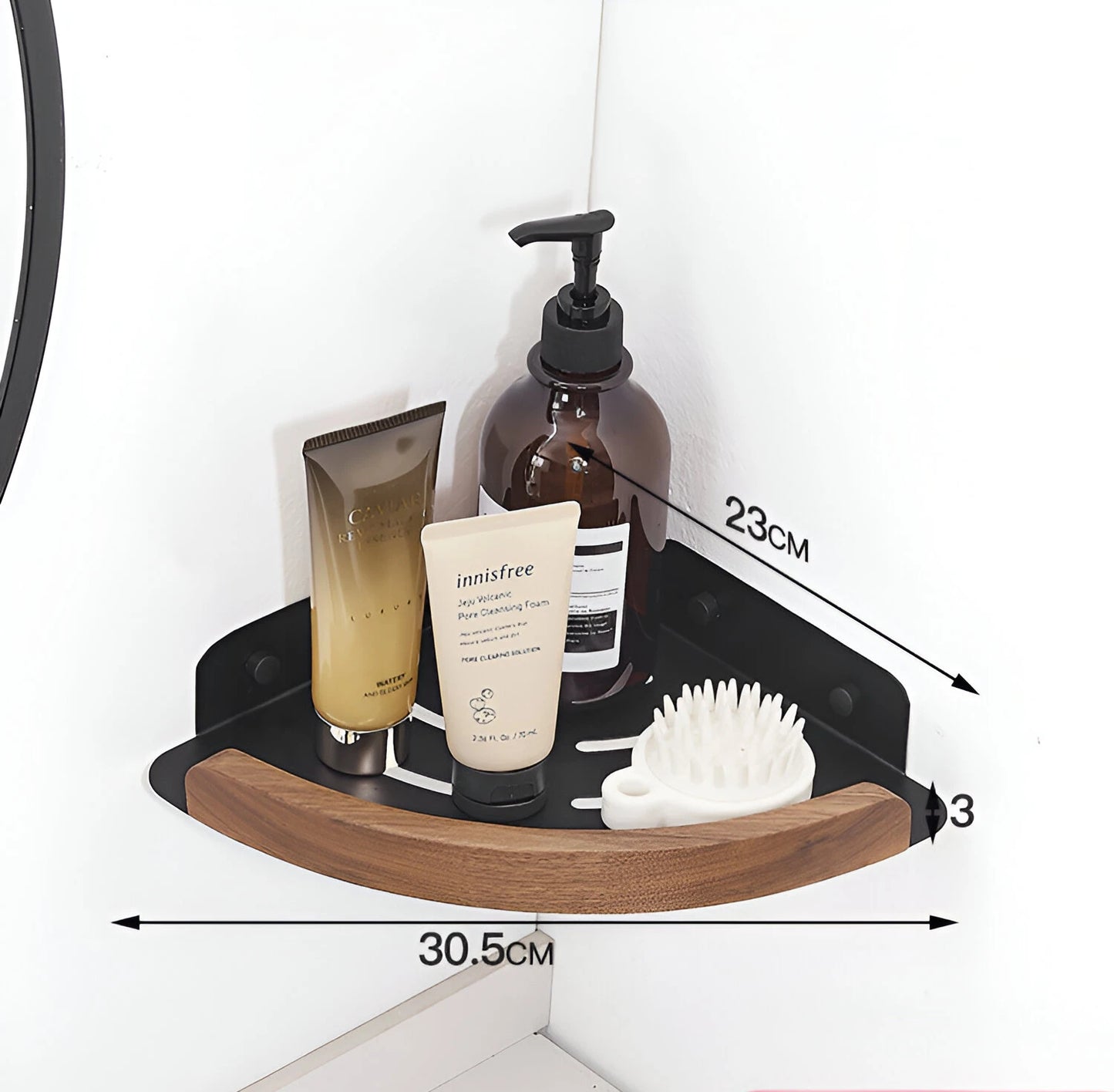 HANDMADE Bathroom storage rack wall mounted, bathroom toilet bathroom storage solid wood non perforated triangular frame wall corner rack