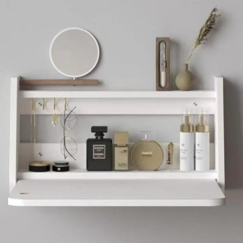 WOOD PINE HANDMADE WALL STORAGE Suspended Vanity Table Wooden Folding Dressing Tables Modern Makeup Desk Multipurpose Simple Dressers Desks Bedroom Furniture
