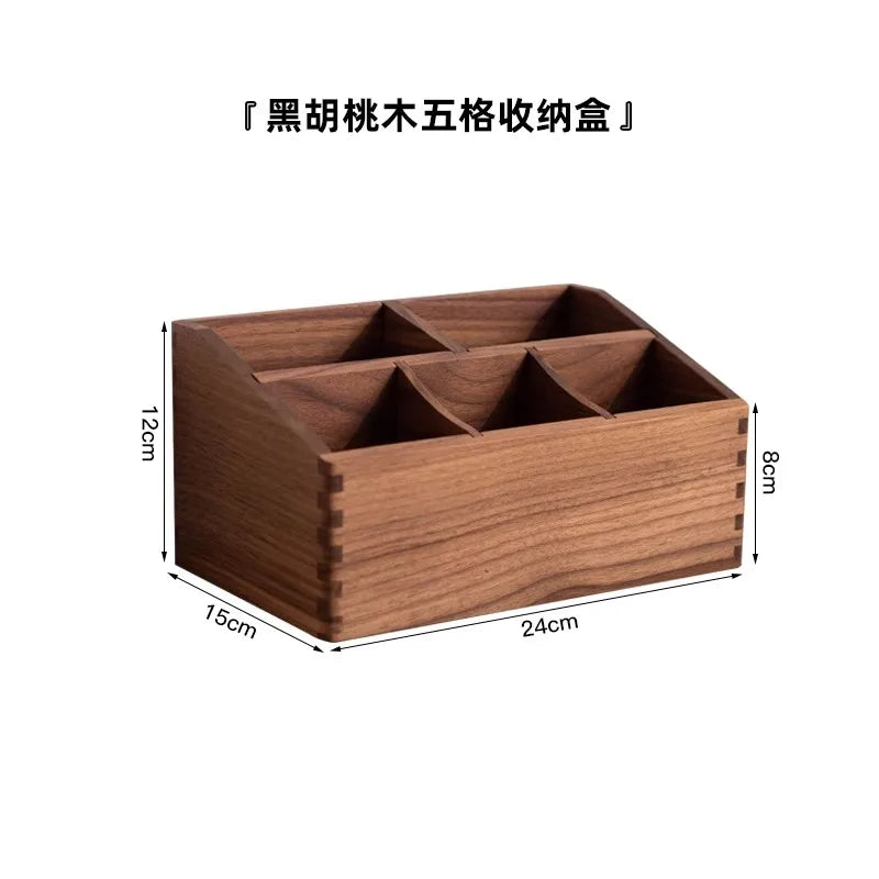 HANDMADE Black Walnut Wood tissues box Multifunctional paper extraction box Grid division Organizer box desktop Storage Sundries strong