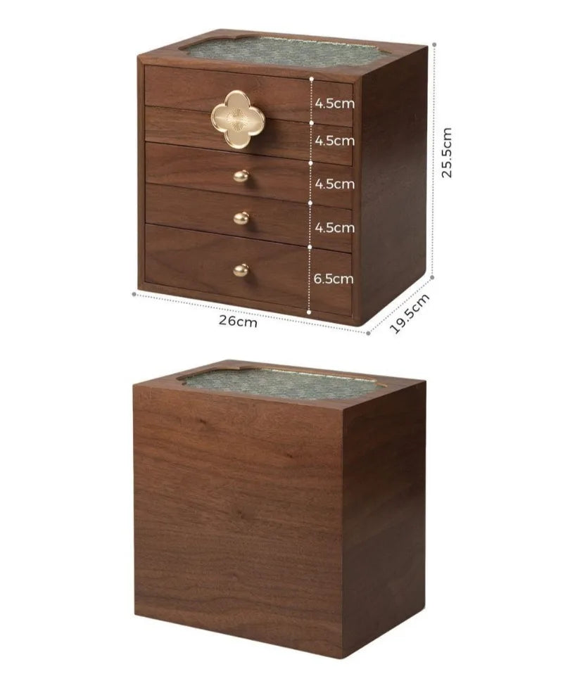 HANDADE WALNUT  Wooden Jewelry Box Large Luxury Necklaces Storage Boxes Transparent Ring Bracelet Display Case Jewellery Organizer Packaging
