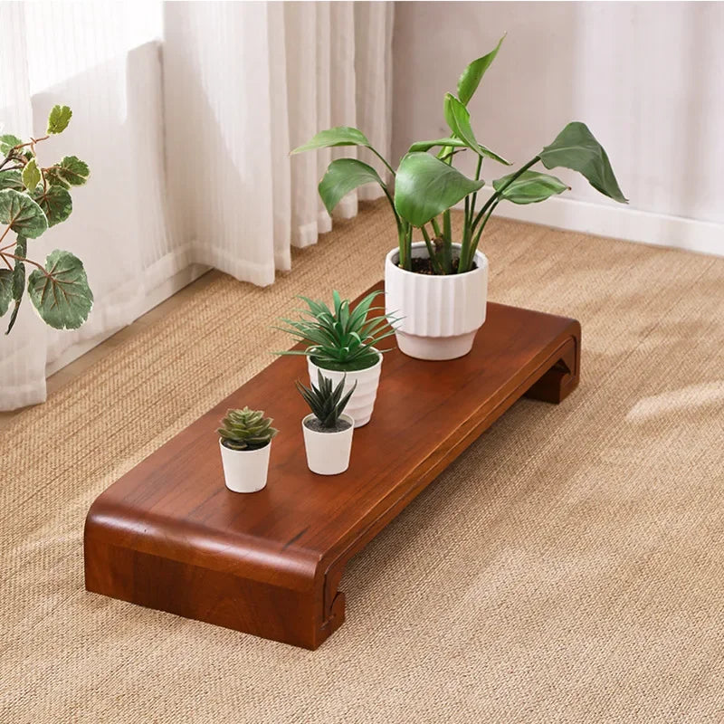 Hndmade Solid Wood Monitor Riser Office Desktop Computer Stand Screen Height Shelf with Storage Tatami Low Table Organizer for Home