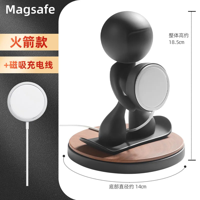 WOODEN HANDMADE Msgsafe HOLDER  Mobile Phone Stand Custom Design Wooden Magnetic Charger Bracket Desktop Creative Lazy Wireless Charging Phone Holder