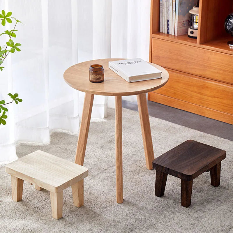HANDMADE Household Living Room Stool Japanese Style Small Stools Adult Shoe Changing Stool Modern Minimalism Wooden Ottoman 가구
