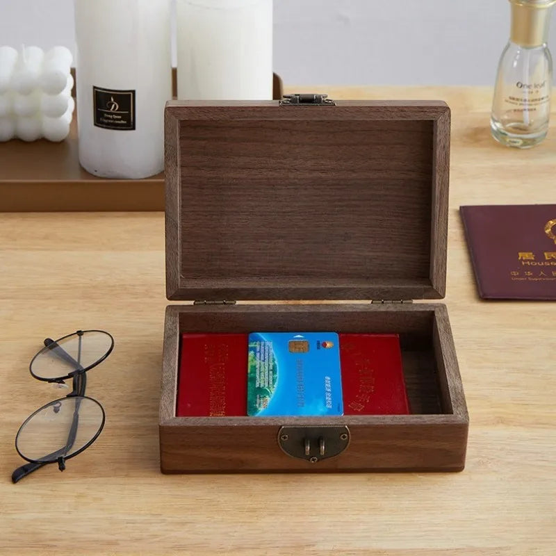 BALCK WALNUT HADNMADE Solid Wood Jewelry Box Luxury Retro Storage Boxes Earring Necklace Ring Display Case Jewellery Accessories Organizer Supplies