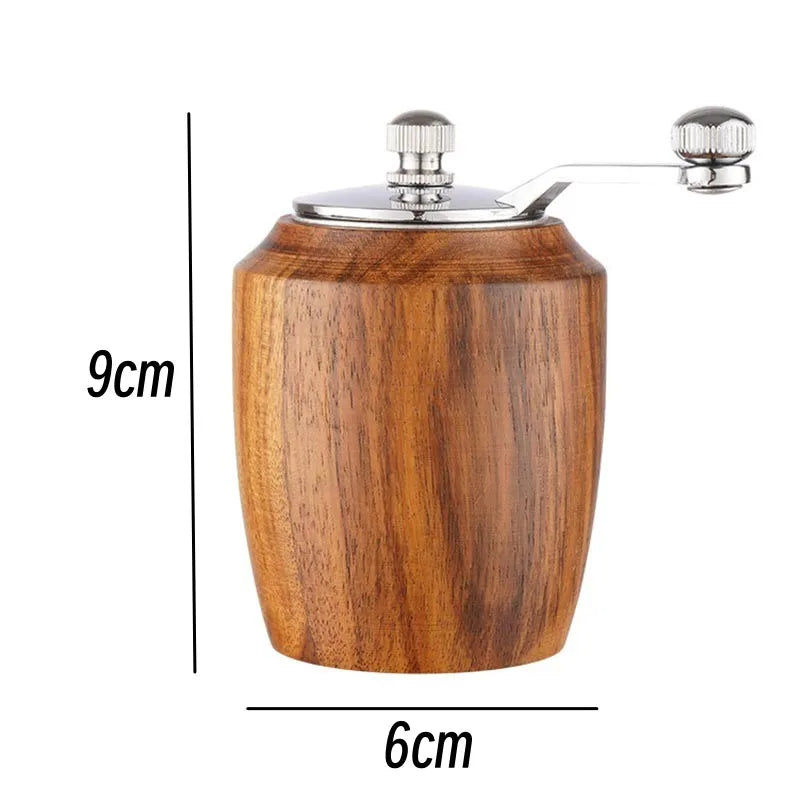 HANDMADE ACACIA WOOD Hand-crank Pepper Grinder,Ceramic Core,Vase/Wine Jar/Sphere Style Spice Pepper Mill,Multi-purpose Salt Shakers,Wooden,BBQ Mill