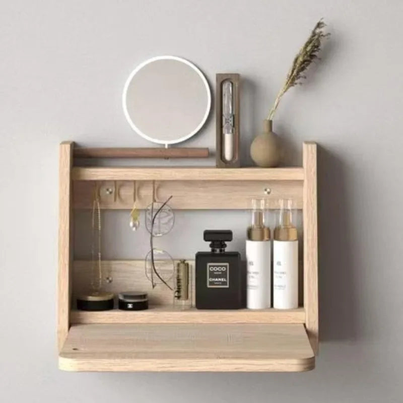 WOOD PINE HANDMADE WALL STORAGE Suspended Vanity Table Wooden Folding Dressing Tables Modern Makeup Desk Multipurpose Simple Dressers Desks Bedroom Furniture