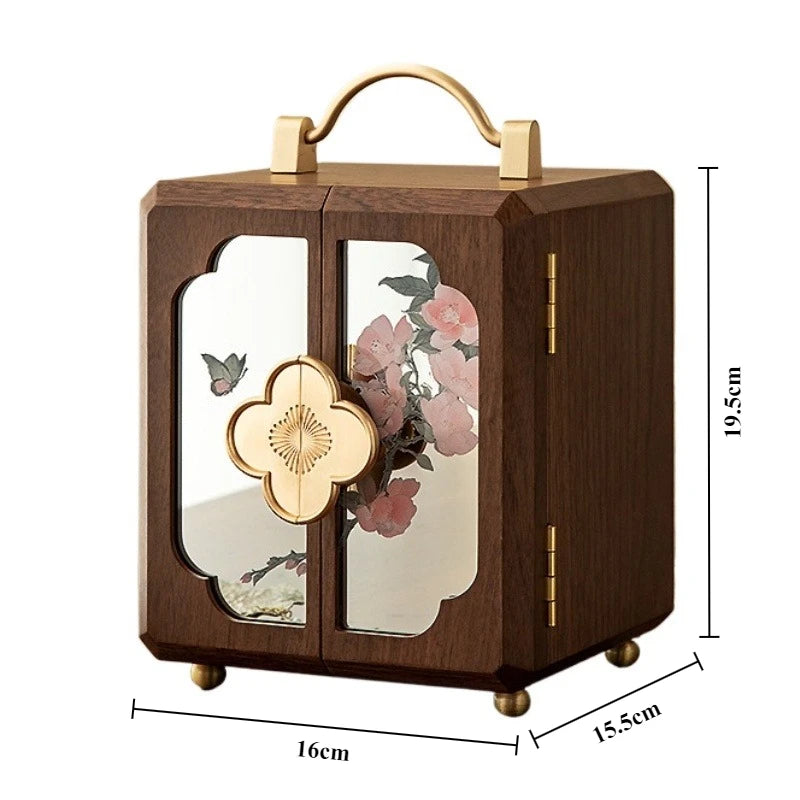 HANDMADE Wooden Retro Jewelry Box Luxury Bracelet Ring Storage Case Large Capacity Jewelry Storage Boxes Fashion Necklace Organizer Cases