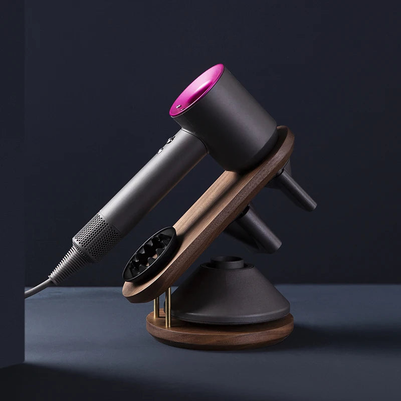 handmade Black Walnut Wood Hair Dryer Stand Nordic Standing Bathroom Organizer Magnetic Storage Rack Hair Dryers Rack Suitable for Dyson