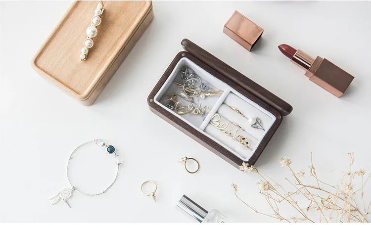 handmade New Wood Jewelry Box Travel Ring Box Earring Rings Box Jewelry Organizer Box Mini Jewelry Gift Packaging Box Necklace Package