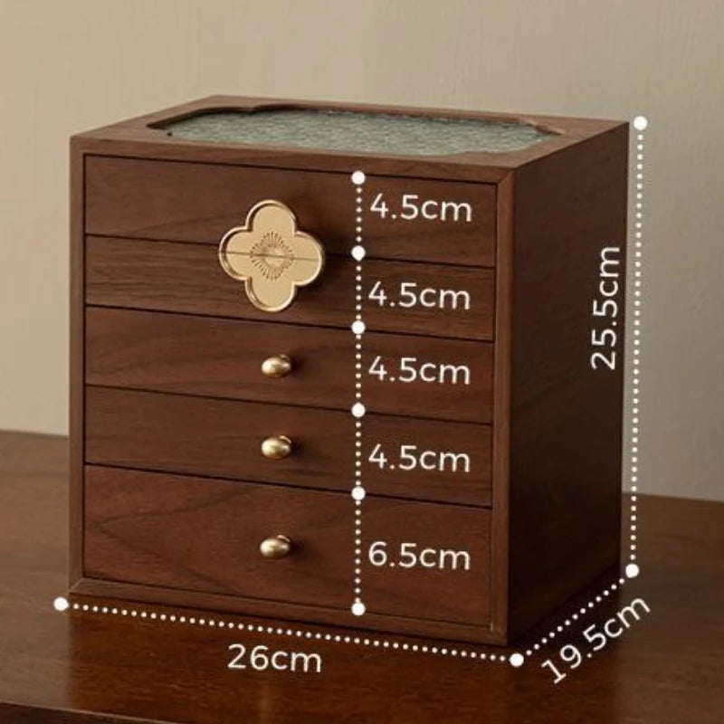 HANDADE WALNUT  Wooden Jewelry Box Large Luxury Necklaces Storage Boxes Transparent Ring Bracelet Display Case Jewellery Organizer Packaging