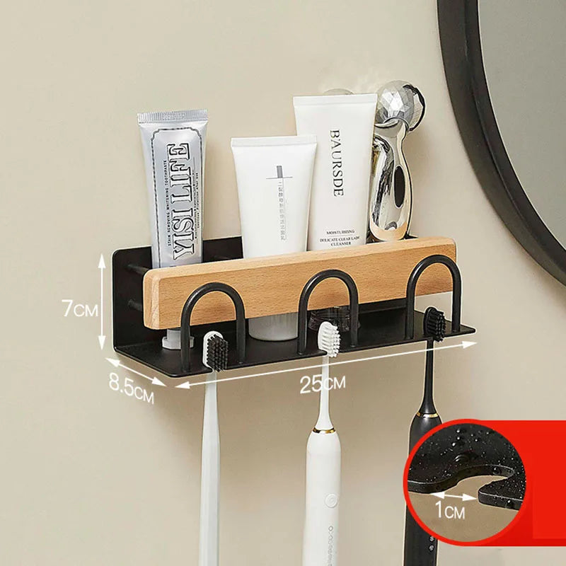 HANDMADE White/Black Bathroom Toothbrush Holder Cup Holder Aluminum Wall Mounted Mouthwash Cup Wash Cup Holder Cosmetics Storage Rack
