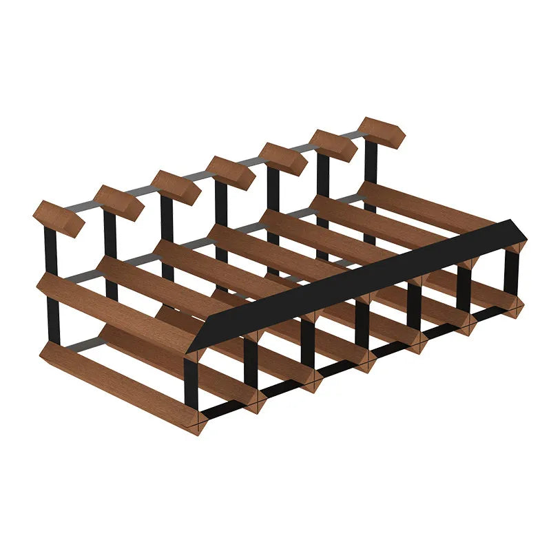 HANDMADE Wooden Wine Rack Display, Creative Slanted Bottle Holder for 6-8 Wines, Solid Wood Storage Stand for Home Bar, Dining Room Decor