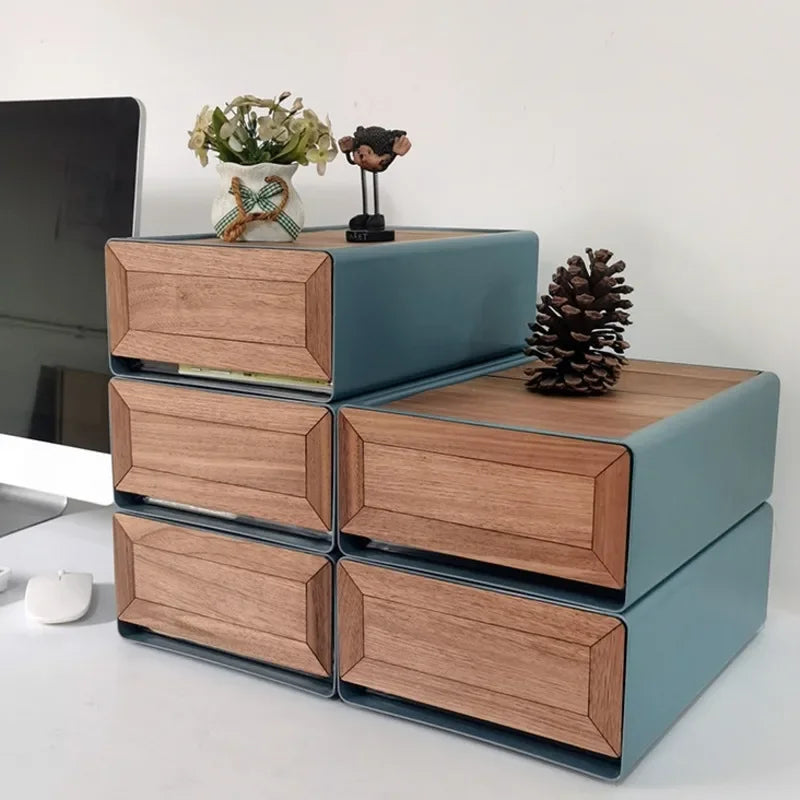 handmade Black Walnut Solid Wood Veneer Storage Box Multi-functional Household Underwear Storage Drawer Can Be Stacked Office Organizer