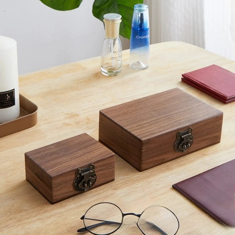 BALCK WALNUT HADNMADE Solid Wood Jewelry Box Luxury Retro Storage Boxes Earring Necklace Ring Display Case Jewellery Accessories Organizer Supplies