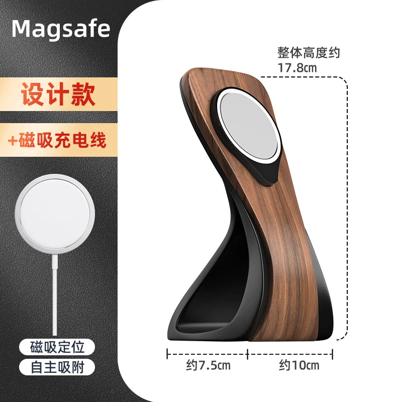 WOODEN HANDMADE Msgsafe HOLDER  Mobile Phone Stand Custom Design Wooden Magnetic Charger Bracket Desktop Creative Lazy Wireless Charging Phone Holder
