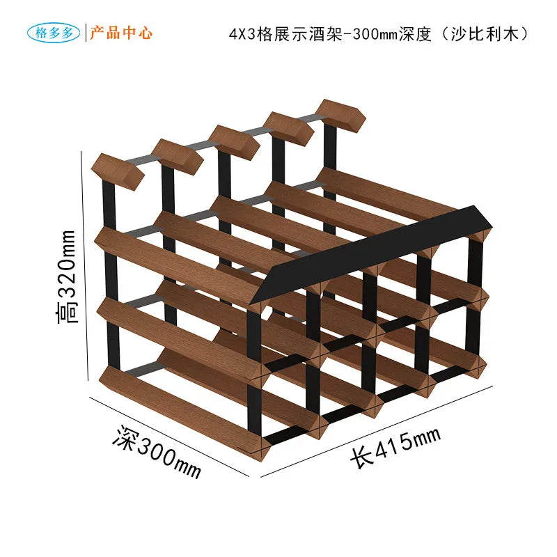 HANDMADE Wooden Wine Rack Display, Creative Slanted Bottle Holder for 6-8 Wines, Solid Wood Storage Stand for Home Bar, Dining Room Decor