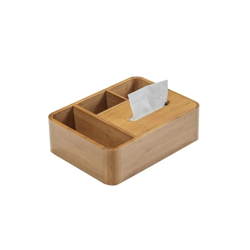handamade Bamboo Desktop Tissue Box Waterproof Moisture-Proof Sturdy Durable Tissue Holder Organizer for Home Or Office