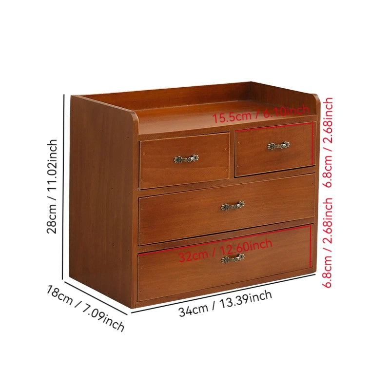 HANDMADE Vintage quality pine desktop storage wood frame drawer partition design kitchen bedroom desktop storage