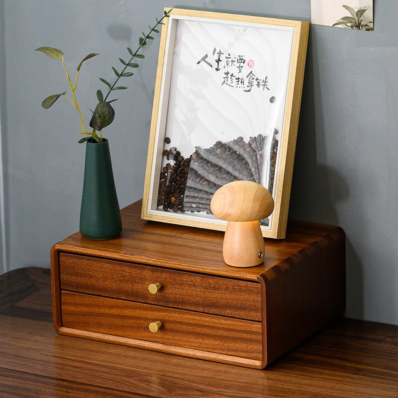 HANDMADE Solid Wood Multi-layer Desktop Organizer Drawers Tea Cup Holder for Office Coffee Machine Storage Shelf Kitchen Desk Organizer