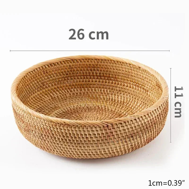 handmade Handwoven Rectangular Rattan Wicker Basket Fruit Tea Snack Bread Picnic Cosmetic Storage Box Kitchen Supplies Household Tools