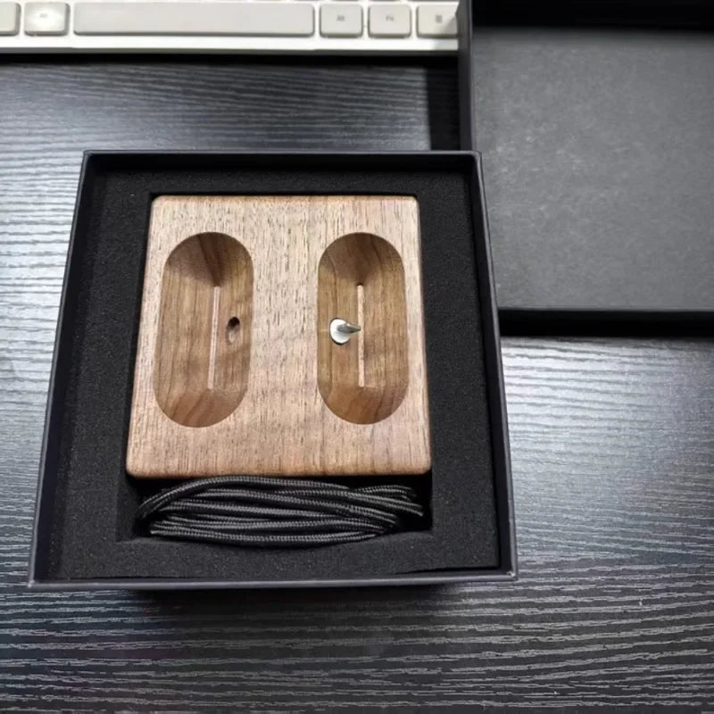 HANDMADE MARGNET  WOOD for  1/2Headphone Base Walnut Wood Bracket Magnetic Wireless Charging Sleep Compartment Marble Headset Stand Accessory