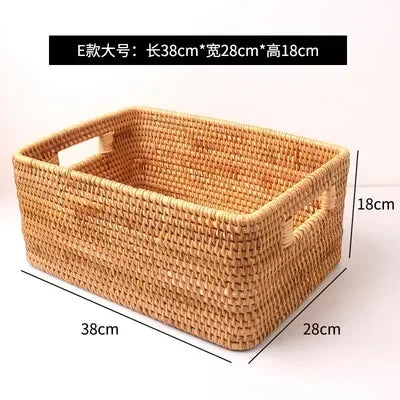 hadnmade Bamboo Woven Basket Box Minimalist Home Rattan Storage Basket Rectangular Woven Sundries Sorting Clothing Storage Box