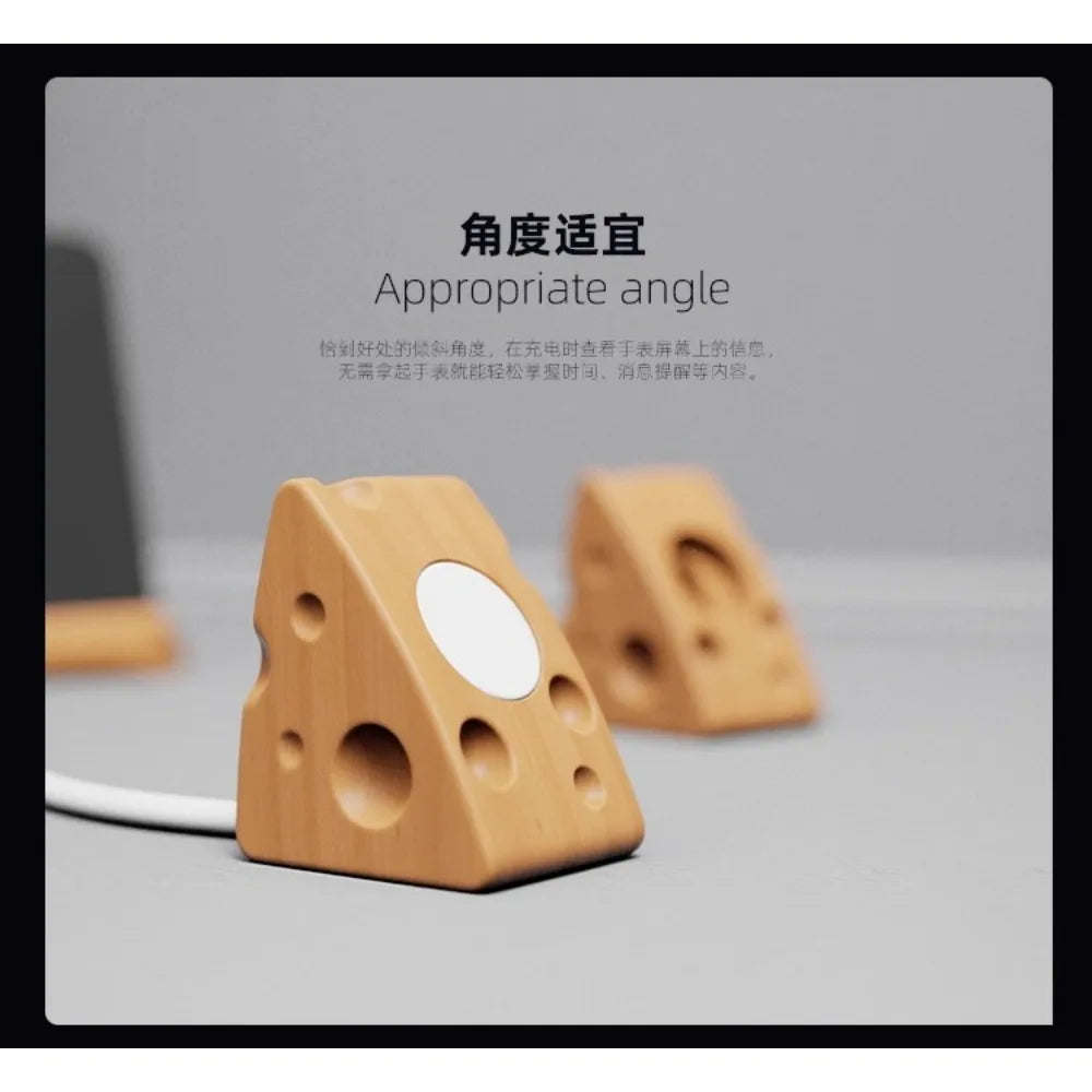 HANDMADE Cheese DESING Wood Charging HOLDER  Dock for apple watch Wood Magnetic Wireless Watch Charger Holder Desktop Decoration Stand Watch Accessories
