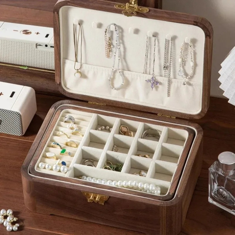 HANDMADE LUXURY Wooden Jewelry Box Large Storage Jewelry Boxes Women Bracelet Earring Necklace Case Display Organizer Showcase Packaging Rack