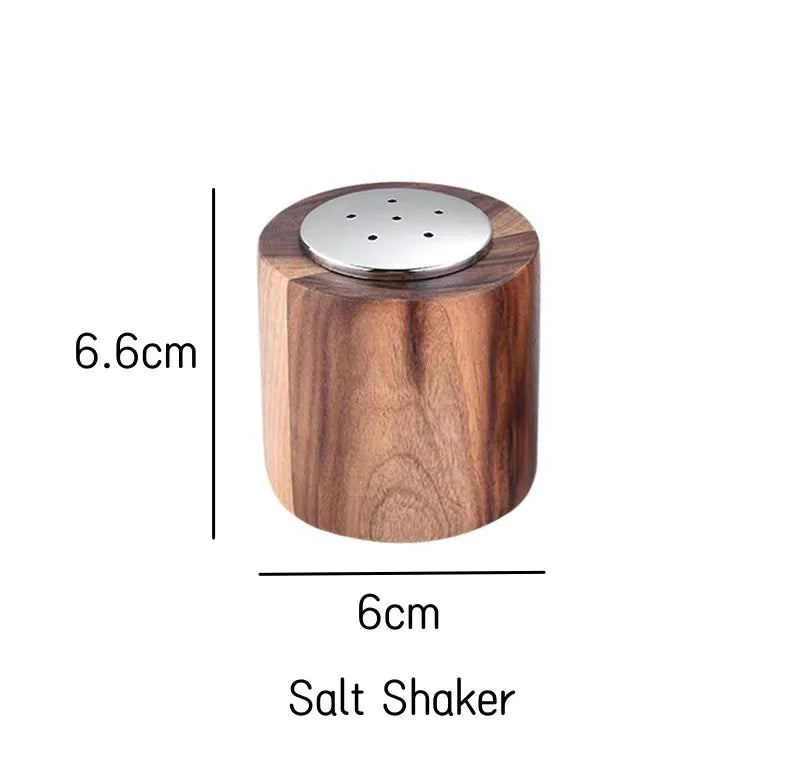 HANDMADE ACACIA WOOD Hand-crank Pepper Grinder,Ceramic Core,Vase/Wine Jar/Sphere Style Spice Pepper Mill,Multi-purpose Salt Shakers,Wooden,BBQ Mill