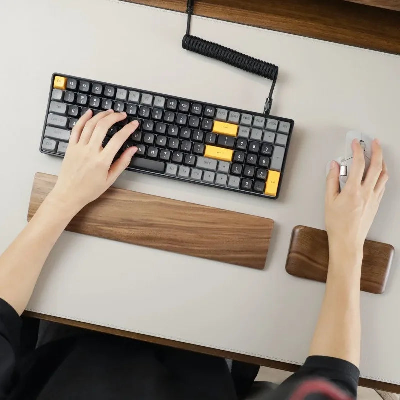 handmade Walnut Wood Palm Rest Custom Soild Wood Mouse Rest Mechanical Keyboard Wrist Rest Accessories AntiSlip Stickers WoodenPalm Stree