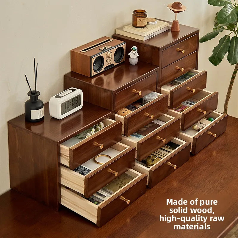 HANDMADE Minimalist Solid Wood Storage Box Drawer Organizer Cosmetics Desk Sundries Holder Dustproof Vanity Container