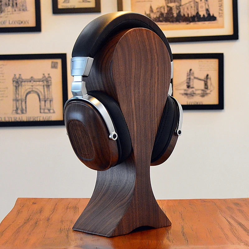 HANDMADE Black Walnut Wood Headphone Stand Pure Soild Wood Custom Creative Headphone Storage Stand Fish Shape Design Wooden Display Stand