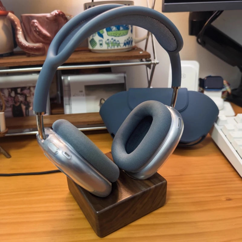 HANDMADE MARGNET  WOOD for  1/2Headphone Base Walnut Wood Bracket Magnetic Wireless Charging Sleep Compartment Marble Headset Stand Accessory